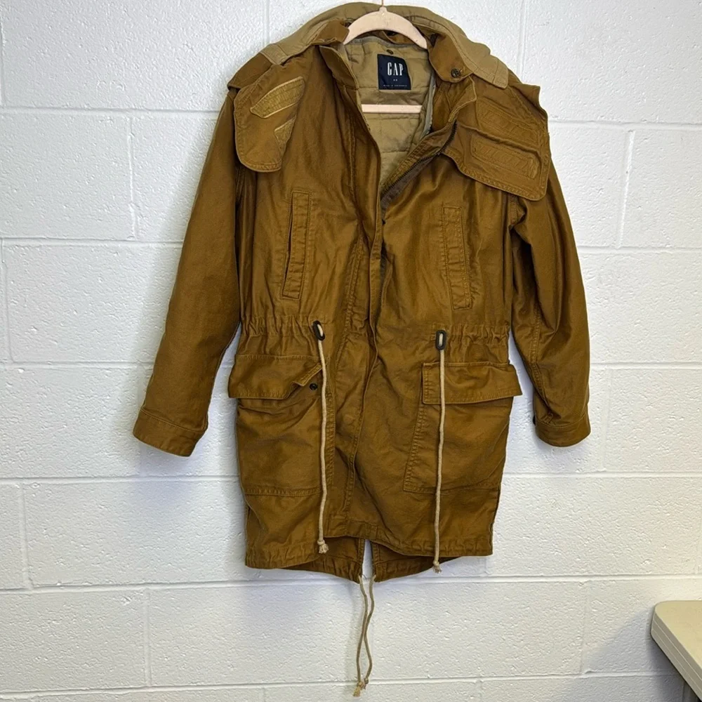 GAP Brown Utility Parka with Hood and Drawstring Waist - Picture 2 of 8
